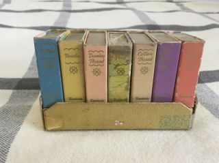 Vintage Dennison’s Sewing Kit Supplies Set Miniature Bookcase With Book Boxes