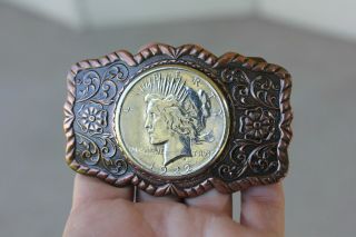 1922 Liberty Peace Silver Dollar $1 Hand Made Solid Copper Western Belt Buckle