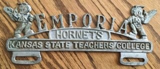 Antique Emporia Hornets Kansas State Teachers College License Plate Topper
