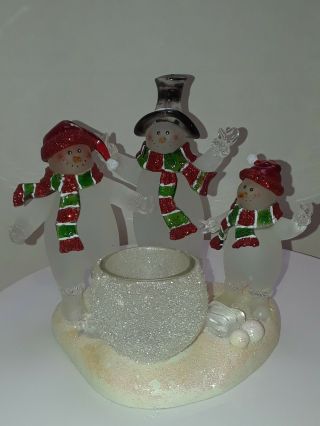 3 Snowman Acrylic Tea Light Candle Holder