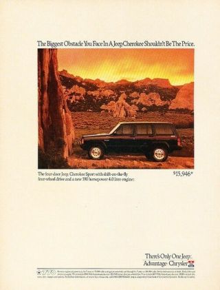 1991 Jeep Cherokee Sport - Advertisement Print Art Car Ad J554
