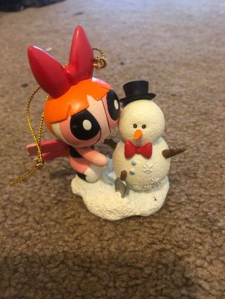 The Powerpuff Girls Christmas Ornament W/snowman.  2002 Cartoon Network