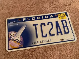 Vintage License Plate Florida SPACE SHUTTLE CHALLENGER MAR 03 TC2 FL Tag Licence 2