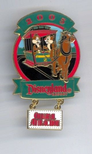 Disney Disneyland Attractions Chip & Dale Main Street Horse Trolley Pin