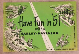Vintage 1951 Harley - Davidson Motorcycles Advertising Booklet Brochure 16 Pages