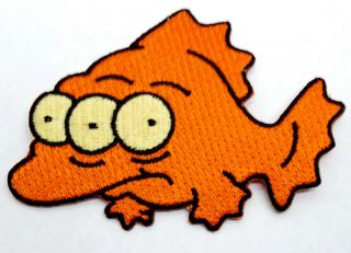 Simpsons " Blinky - 3 Eyed Fish " Die Cut 3.  5 " Embroidered Patch - Usa Mail (sipa - Bl)