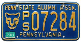 Pennsylvania Penn State University Alumni License Plate Nittany Lions Graphic