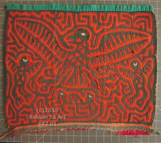 Eagles And Angels Mola Art Vintage Huber Textile Reverse Applique Cuna Panama