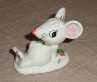 Vintage 1983 Ebeling & Reuss Porcelain White Mouse Christmas Ornament