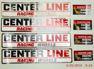 8 Vintage Center Line Racing Wheels Stickers - 4 Of Each Type