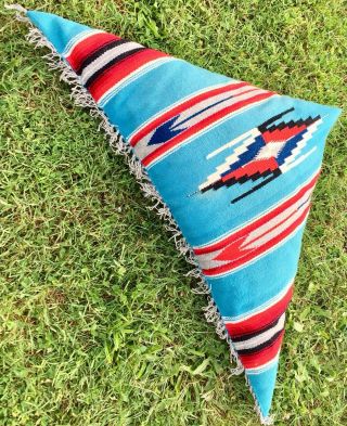 Rare Vintage Native American Navajo Rug Horse Blanket Turned Into Pillow 36”x16”