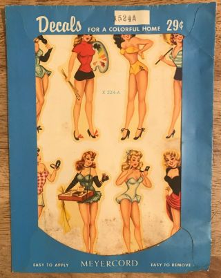 Vintage Meyercord Sexy Girl Decals / Art Deco Pin - Up Models - Bikini - Golf Etc.