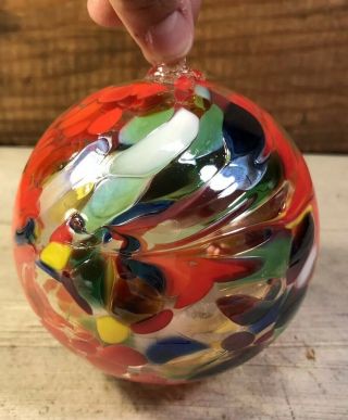 Zorza Poland Multi Colored Hand Blown Glass 4” Ball