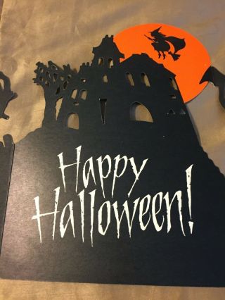 Vintage Hallmark Happy Halloween Paper Fold Out Haunted House,  Witch & Moon