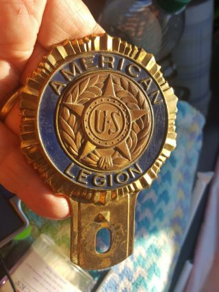 Vintage American Legion Radiator Emblem Badge License Plate Topper