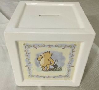 Coin Bank Disney Classic Winnie The Pooh & Friends Ceramic Piggy Bank Cube Pooh