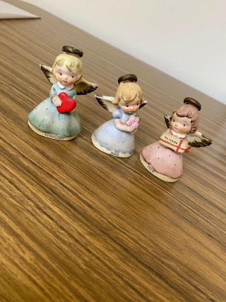 Set Of 3 Vintage Porcelain Little Girl Angel Figurines