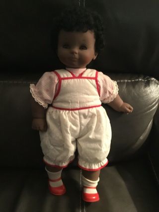 Vintage African American 16” Baby Girl Doll Made In Italy
