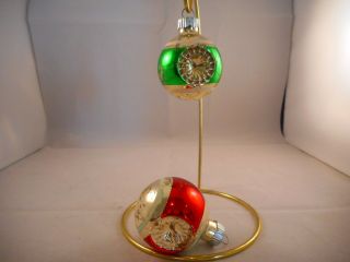 Set Of 2 Vintage Mercury Glass Christmas Tree Ornaments Indent Recessed