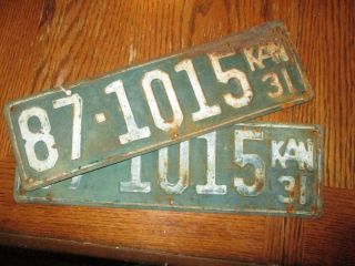 1931 Kansas License Plate Car Tags 87 - 1015
