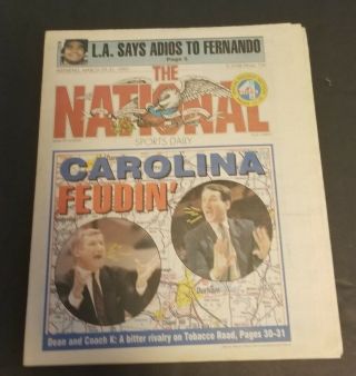 The National Sports Daily March 29 1991 North Carolina Vs Duke Rare Dean Smith