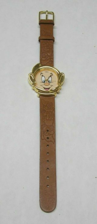 Rare Disney Dopey Wristwatch Snow White & 7 Dwarfs Vintage Timex Watch