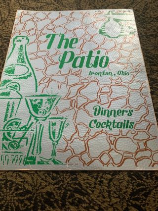 Vintage Circa 1960’s Ironton Ohio The Patio Menu Dinner Cocktails Look