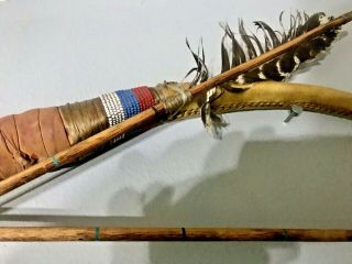 Native American Beaded Leather Bow & Arrow decorative Wall Display 5