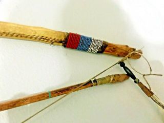 Native American Beaded Leather Bow & Arrow decorative Wall Display 6