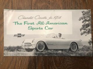 1954 Chevrolet Corvette Foldout Sales Brochure 54 Chevy