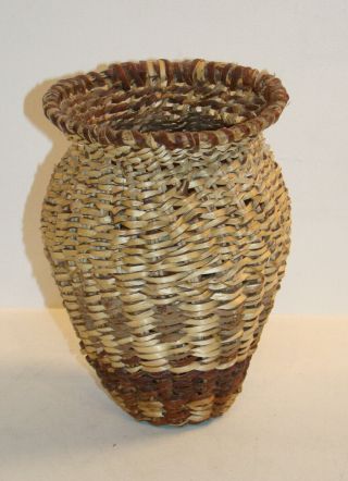 Antique Native American Indian 7 " Woven Basket