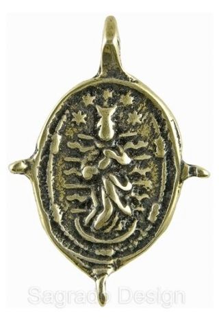 ST.  FRANCIS RECEIVING STIGMATA Medal,  bronze,  cast from 18th c.  Italian 2