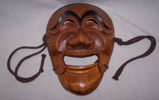Vintage Korean Traditional Hahoe Mask - 3d Wood Hand Carved Mask