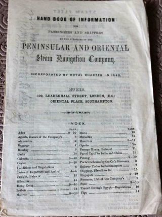 P&o Hand Book Of Information 1857