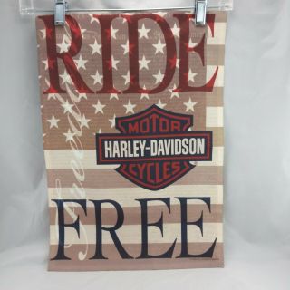 Harley - Davidson “ride Free” 12x16” Motorcycle Flag Freedom Stars