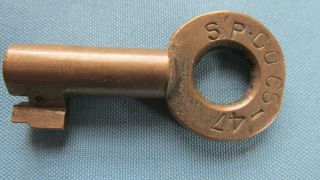 Vintage Brass Southern Pacific Railroad Company Cs - 47 Lock Opener - Stamped Adlake