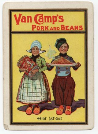 Vintage Playing Card Swap Lady Child Boy Girl Dutch Van Camps Pork Beans