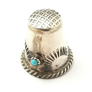Vintage Navajo Turquoise Sterling Silver Thimble 4 Grams