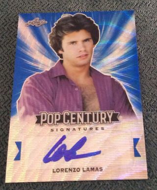 Lorenzo Lamas 2019 Leaf Metal Pop Century Autograph Blue Auto