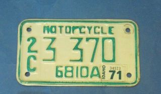 1968 Idaho Motorcycle License Plate With 70 And 71 Stickers