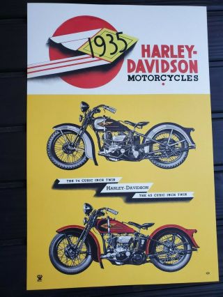Vintage 1935 Harley Davidson Motorcycles Nra 12 X 18 Poster Sign Ad
