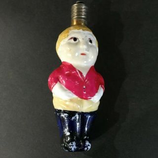 Vintage Figural Christmas Light Bulb Young Boy Man - And