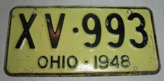 1948 Ohio Un - Restored Vintage License Plate Number Xv 993.