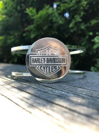 Harley Davidson Silvertone Cuff Bracelet
