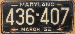 1951 Maryland License Plate Number Tag – $2.  99 Start