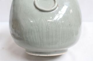 Vintage Chinese 2 Dragon Handled Foo Dog Ring Speared Green Celadon Chimney Vase 8