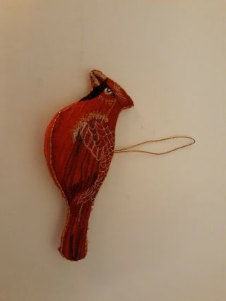 Bird Robin Christmas Ornament Fabric Stitched 4.  5 "