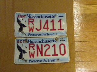 Massachusetts License Plate - Rw J411,  Rw N210 - Preserve The Trust