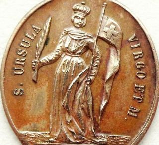 Saint Ursula & Saint Joseph - & Rare Antique Medal Pendant