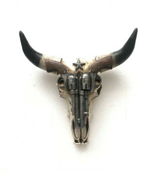 Carved Bull Horn Bison Head Steer Skull Sculpture Strength Power& Masculinity
